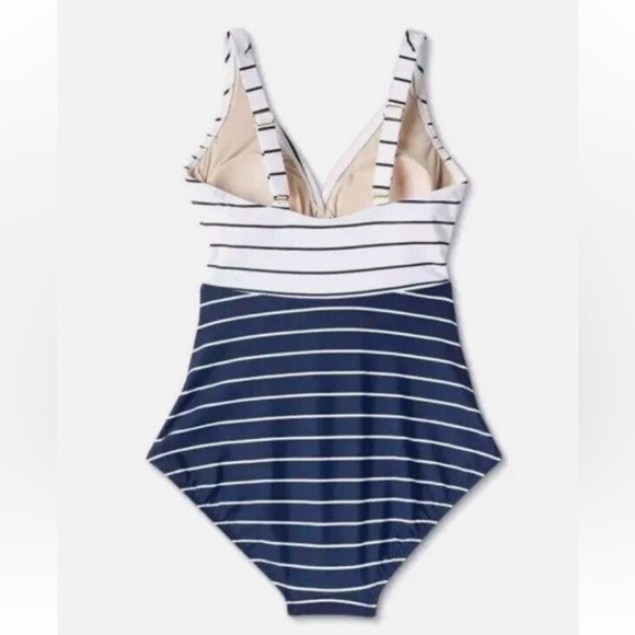 NWOT Kona Sol Swimsuit Full Coverage One Piece Striped Size L - Picture 4 of 12